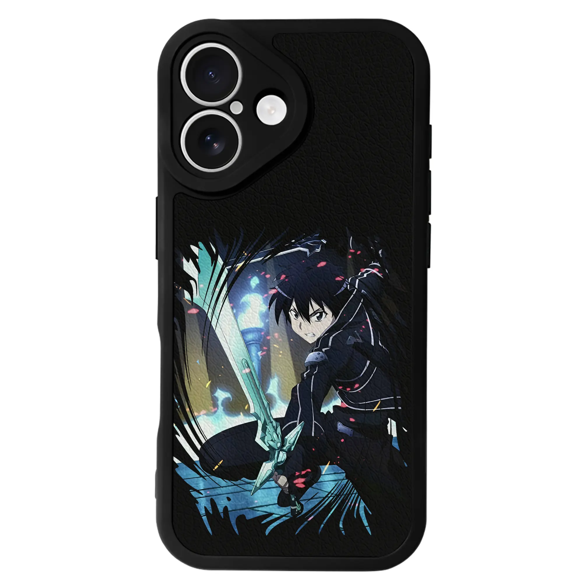 ソードアートオンライン グッズ キリト - IPhone 16シリーズ対応 ・ シリコンスマホケース ・ レザー調 ・ 高精度フィット ・ 耐衝撃 ・ ワイヤレス充電対応 ・ 精密カット